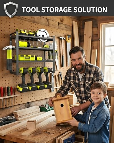 Power Tool Organizer Wall Mount | 4-Tier Rack for 4 Drills