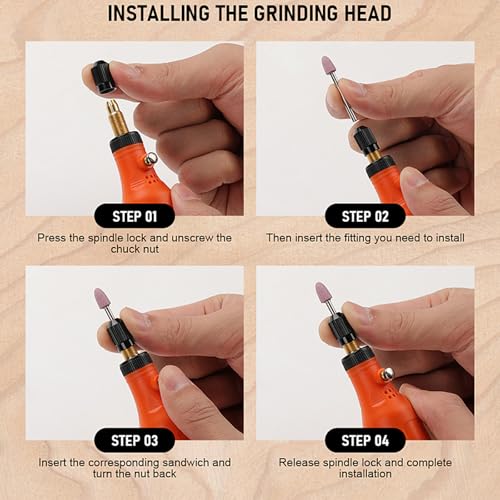 Miniature Electric Engraving Pen, Cordless Rotary Tool, Low Noise 60dB, Wood Carving and Cutting, Spindle Lock Chuck (3DXSP HEISE) - color: Black