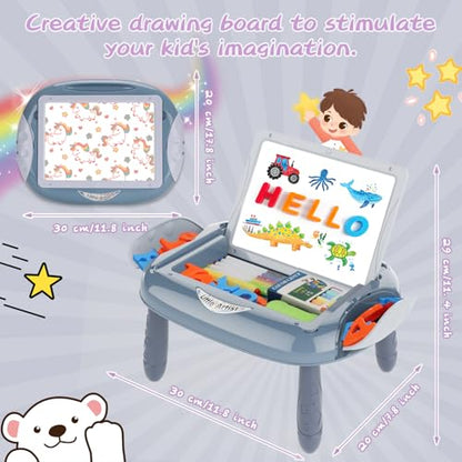 MAYESAR Magnetic Board for Kids, 1-2 Year Old Boy Gifts with Magnetic Letters and Numbers, Toddler Easel for Boy Birthday Christmas Gift (Blue) - color: Blue