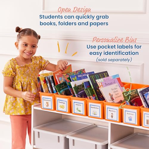 ECR4Kids Linking Storage Book Bins, Interlocking, 10-Piece, Neon Orange - color: Neon Orange