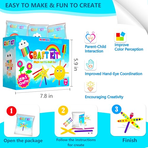 MHMYDIS First Craft Kit for Kids - 12 in 1 No Mess Creative Arts and Crafts kit for Kids Ages 4-8 - Toddler Crafts Kit Supplies - Gifts for Girls and Boys 3 4 5 6 7 8 Year Old (Rainbow) - style: Rainbow