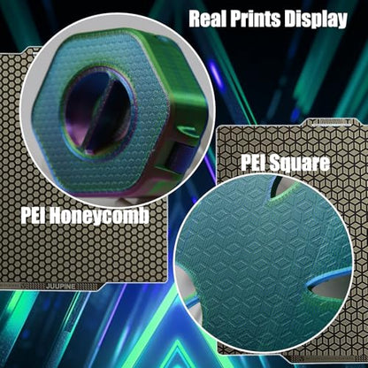 PEI Honeycomb Sheet,Upgraded 0.5mm Etched Bambu Build Plate for Bambu Lab P2S/X2D/X1C/X1/P1P/P1S/A1 3D Pritner,Honeycomb+Square Flexible Spring Steel Sheet for Bambu Lab 3D Printer 257x257mm. - color: PEI Honeycomb Plate