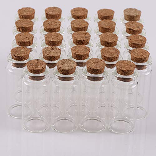 MaxMau 24PCS 10ml Glass Bottles Mini Vials with Cork Stoppers for DIY Decor