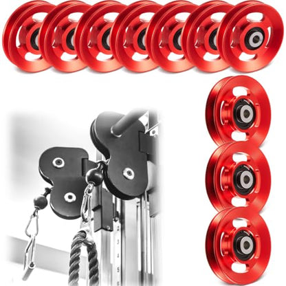 Soulchen 2-14 Pcs Aluminum Cable Pulley Wheel 90/95mm - color: Red, size: 90 mm