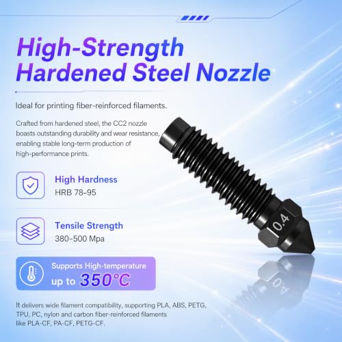 4PK Centauri Carbon 2 Hotend,0.2/0.4/0.6/0.8mm Hardened Steel Ceramic Heating,350°C Heat‑Resistant Print Head,500 mm/s High‑Speed Printing, Quick‑Detachable Wear‑Resistant Nozzle for Elegoo CC2 - color: 4 Pack CC2 Hotend Kir(0.2/0.4/0.6/0.8mm)