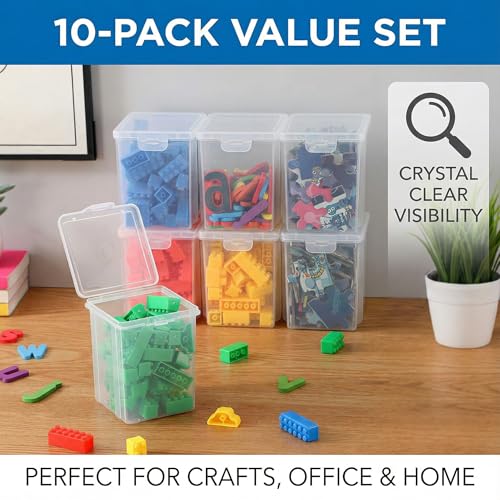 10 Pack Deep Clear Square Storage Box, Craft & Art Marker Organizer - size: Clear Square Medium - 10 Pack