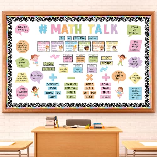 Pajean 85 Pcs Math Bulletin Board Set Composition Math Posters Decor - style: Vivid