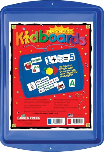 Barker Creek Learning Magnets, Blue Kidboard, Colorful and Durable Magnetic-Receptive Tray, Stackable for Easy Storage, 9" x 13" (2911), 0.75 H x 15.0 L x 9.75 W - style: Blue