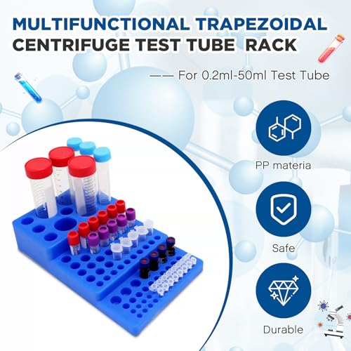 2 Pcs Multifunctional Tube 92Well Rack Trapezoidal Vial Holder for 0.2-50ml