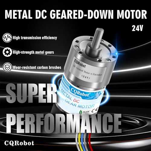 CQRobot 56.3:1 Metal DC Gearmotor 37Dx70.1L mm 24V with 64 CPR Encoder - size: 56.3:1, style: 24V