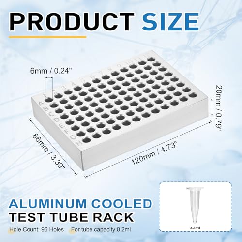 PATIKIL Microcentrifuge Tube Rack Cooler, Aluminum, Silver, 96 Wells - color: Silver, size: 96 Wells