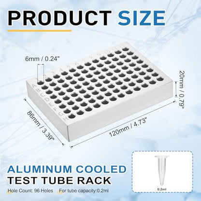 PATIKIL Microcentrifuge Tube Rack Cooler, Aluminum, Silver, 96 Wells - color: Silver, size: 96 Wells