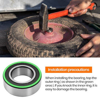 (4-Pack) 5/8" Bearings Carbon Steel - ID 5/8" x OD 1-3/8" Applicable Lawn Mower, Wheelbarrows, Carts and Hand Trucks Wheel Bearings Replacement - size: 5/8" Hole