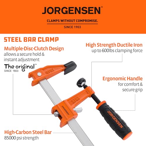 Jorgensen 30" Medium-Duty Steel Bar Clamp Set, 600 lbs Load Limit, 2-Pack - size: 30 Inch Medium Duty