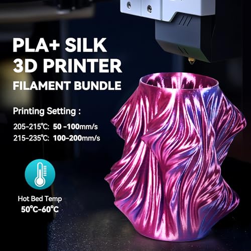 SUNLU 4KG Triple Color Silk Filament, Silk PLA 3D Printer Filament 1.75mm, Dimensional Accuracy +/- 0.02mm, 1KG Spool(2.2 lbs), 4 Pack, PLA Silk Triple Color - color: Silk Pla Triple Color Bundle 1kg*4