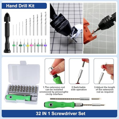 304PCS 3D Printing Accessory Tools with Tool Box for 3D Printer Modeler Basic Tools,Multi-spec Nozzle Cleaning Remove Kit & mini Electric Grinder for Remove/Trim and Finish 3D Print - style: 304PCS