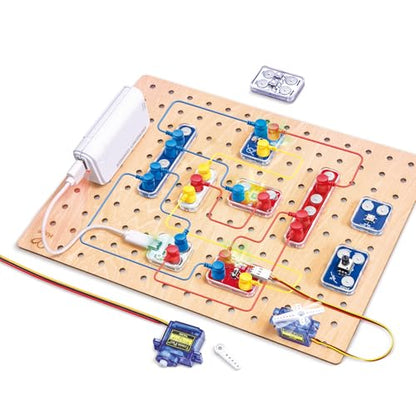 Hape Lab Box Circuit Explorer Boost - STEAM Science Kit for Kids 8+, DIY Electronics & Circuit Building Experiments, 40 Pieces Educational Toy with Motor & LED Lights