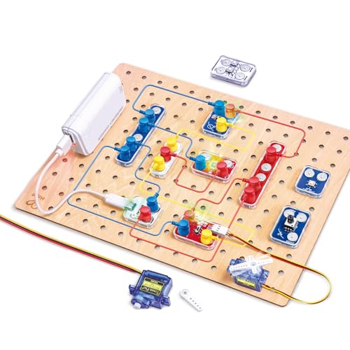 Hape Lab Box Circuit Explorer Boost - STEAM Science Kit for Kids 8+, DIY Electronics & Circuit Building Experiments, 40 Pieces Educational Toy with Motor & LED Lights
