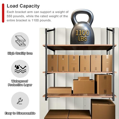 4 Pack Shipping Container Shelving Bracket, 3-Tier Shipping Container Shelf with Adjustable Height, Suitable for Heavy Duty Trailer Containers (22" D x 58" H)