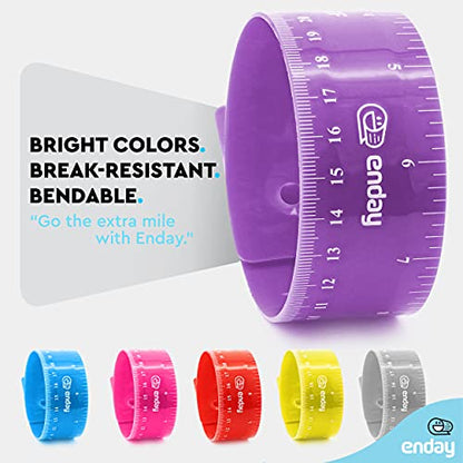 Flexible Ruler Purple, 12 in (30 cm) Soft Plastic Shatter Resistant Straight Edge Ruler, Bendable Kids & Adults Ruler w/Inches & Metrics Also Available in Pink, Blue, Red, Grey, Green, 1 Pc –By Enday - color: Purple