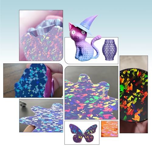 IdeaFormer-3D Confetti PEF+Galaxy PEY Holographic Kobra S1 X Build Plate 264x276mm, Rainbow PEF PEY Spring Steel Bed Plate Flexible Smooth Sheet for Anycubic Kobra S1, X, Combo - color: PEF PEY (Rainbow Confetti+Galaxy)