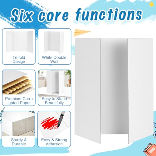 ISAIDNO 4 Pcs Trifold Poster Board, Medium 26 x 17 in, White Poster Boards - color: White, size: 26 X 17 inches