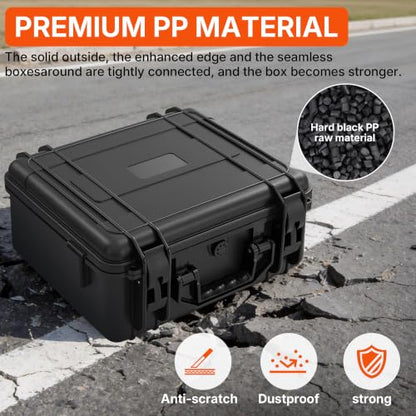TORIBIO Hard Carrying Case with Foam, Shockproof Storage Box 13"x10.6"x5.2" - size: 13" x 10.6" x 5.2"