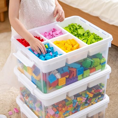 Citylife 17 QT Plastic Storage Box Building Baseplate Lid Removable Tray - size: 1 Pack-17 QT