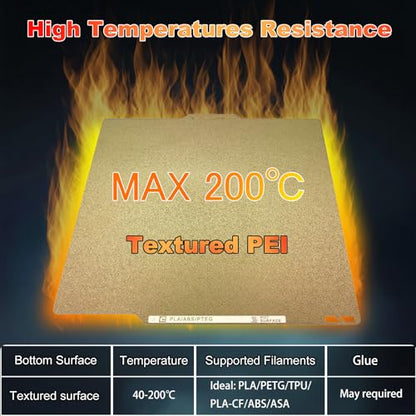 Upgraded 0.77mm Thicker 257x257mm PEI Printing Bed with QR Code for Bambu Lab X1/P1P/P1S/P2S/X1C/A1, Dual-Textured Flexible Heated Magnetic Spring Steel Build Plate for 3D Printer - size: 257x257mm