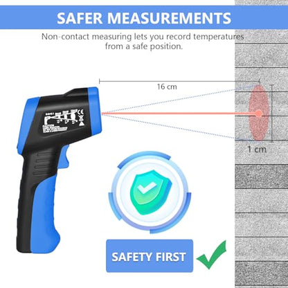 HOLDPEAK 981C Non-Contact Infrared Thermometer Digital Laser Infrared Thermometer -58 to 1022℉ (-50 to 550℃) with Adjustable Emissivity + 866B Digital Anemometer Handheld Wind Speed Meter (2Packs)