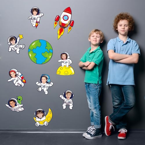 60Pcs Outer Space Cutouts Astronaut Bulletin Board Set Decoration Space Theme Classroom Decoration Planet Rocket Paper Cut Outs Decor for Back to School Party Supplies DIY Craft Projects