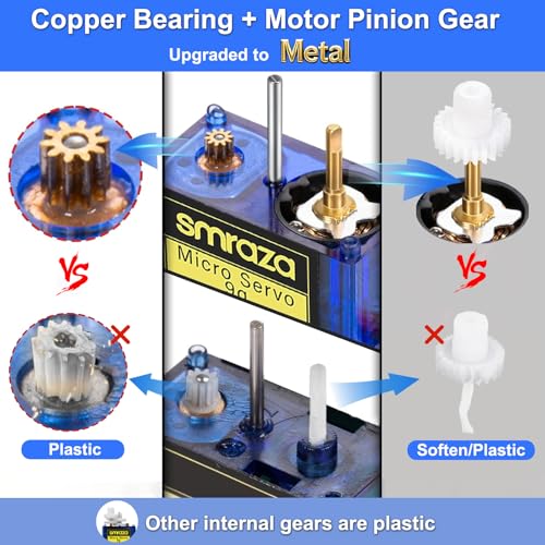 Smraza SG90 9G Micro Servo Motor Kit Metal Gear for Arduino RC Plane 4 Pcs - size: 4