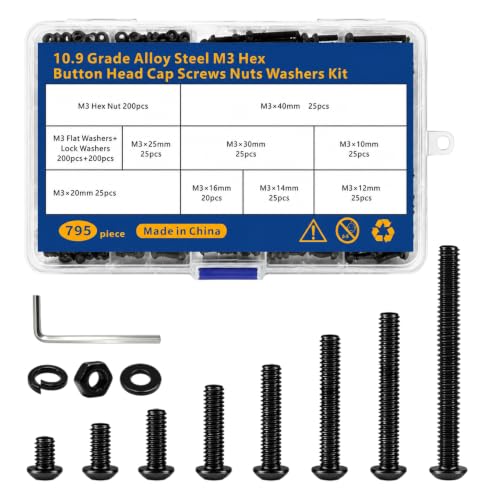 795PCS M3 Screws Assortment Kit M3x10/12/14/16/20/25/30/40mm - size: M3x10/12/14/16/20/25/30/40MM