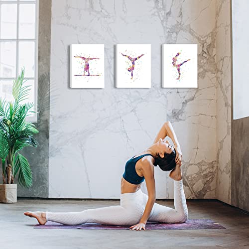 CHDITB Gymnastics Decor for Girls Bedroom, Abstract Exercise Dance Gymnast Art Prints,Set of 3(8" x10") Gymnast Ballet Poster Gymnastics Canvas Wall Art for Training Room Gym Girl Yoga Room Decor - color: Gymnastics Print, size: 8"L x 10"W