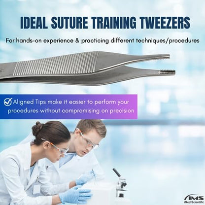ADSON Forceps Tissue 1X2 Teeth ADSON Brown Forceps ADSON Dressing Forceps 4.75" Wide Handle Ridged Grip, Stainless Steel (Adson Brown - STR) - color: Adson Brown - Str