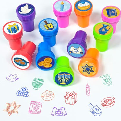 Cinrobiye 24 Pcs Hanukkah Stampers Party Favor Set, Cute Jewish Holiday Stamps for Kids Hanukkah Celebration, Classroom Rewards, Goody Bag Fillers, Holiday Party Supplies - color: Hanukkah