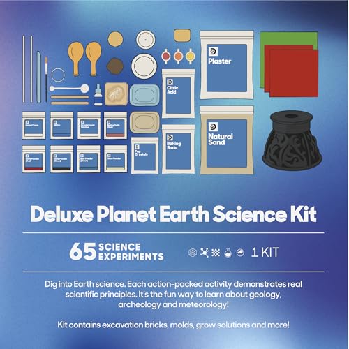 Discovery™ Planet Earth Science Kit – 65 Experiment STEM Lab for Kids| Includes DIY Volcano, Tornado, Fossils, Crystals, & Slime| Geology, Chemistry & Archeology Learning Toy|Educational Gift| Ages 8+