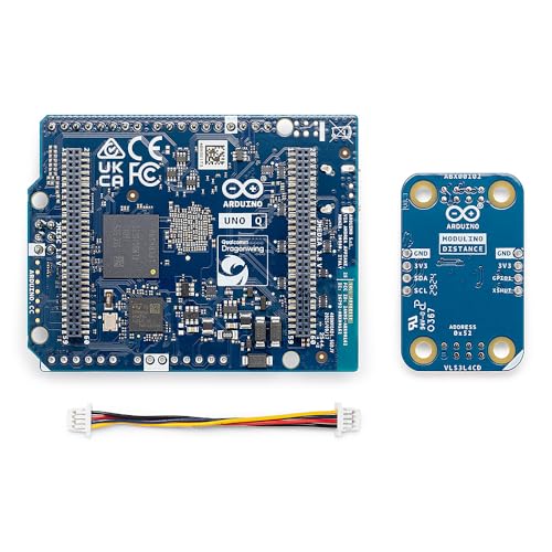 Arduino UNO Q 4GB + Modulino Distance — Plug‑and‑Play Time‑of‑Flight Sensor Bundle for AI, IoT, Robotics & Prototyping | Linux + Arduino | No‑Solder Modular Expansion
