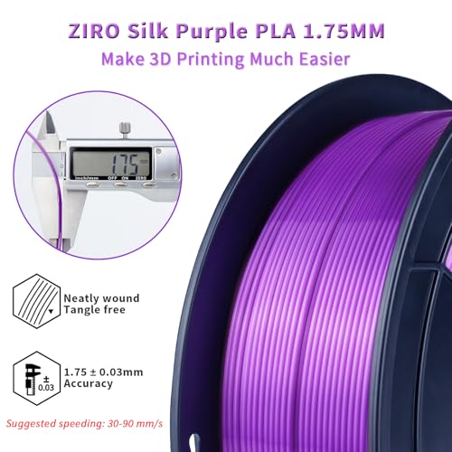 ZIRO Silk PLA Filament, Shiny 1.75mm 3D Printing Material, 1kg Purple - color: Silky-purple