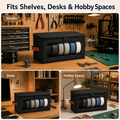 3 Pack 3D Printer Filament Storage Boxes with 12 Desiccant Packs