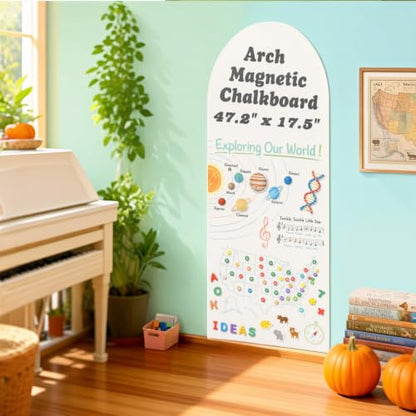 Magnetic Wall Sticker Dry Erase Whiteboard Contact Paper Arch 47.2" x 17.5" Self Adhesive Magnet White Board Wallpaper Peel and Stick Wall Decal for Home Playroom Classroom - color: Whiteboard