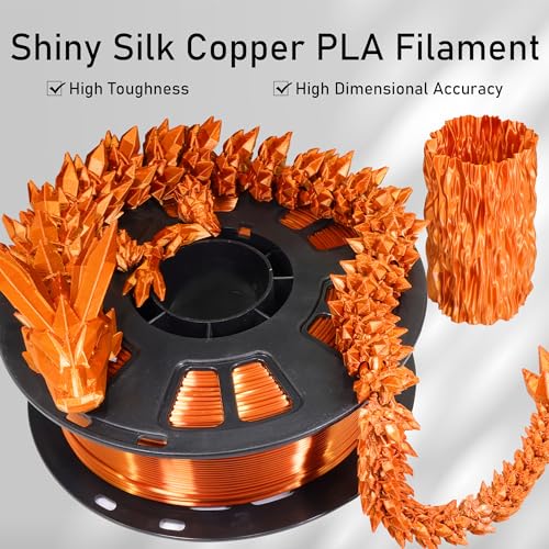 Silk Metallic Shiny Copper 3D Printer Filament, 1.75mm PLA 3D Printing Material 1kg 2.2lbs/Spool,for FDM 3D Printer - color: Silk Metallic Copper