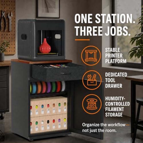 180L 3D Printer Stand with Dehumidifier & Filament Storage Cabinet - color: 180L-Black