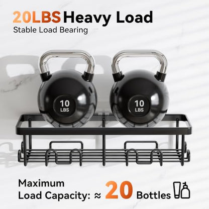 YASONIC Shower Caddy Adhesive, Rustproof Shower Organizer, Wall Shower Rack - color: Black