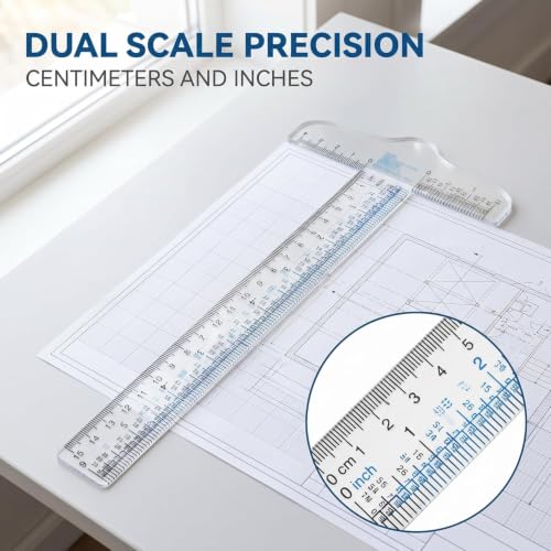 Clear Acrylic T-Square Ruler, T Square Ruler, Drafting Tools, Drafting T, T Transparent for Crafting and Drafting,Education and Crafts (6 Inches)