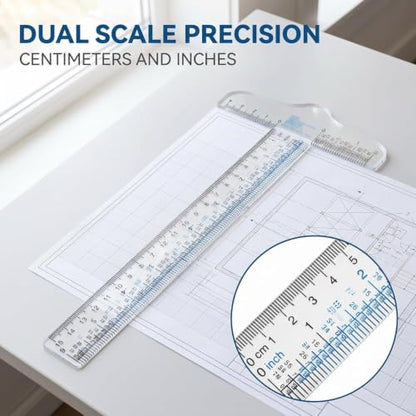 Clear Acrylic T-Square Ruler, T Square Ruler, Drafting Tools, Drafting T, T Transparent for Crafting and Drafting,Education and Crafts (6 Inches)