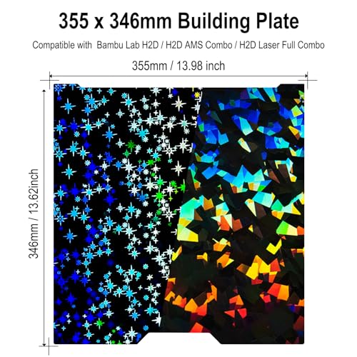 355x346mm PEF + PEY Build Plate for Bambu Lab H2D/H2S - size: 355x346mm