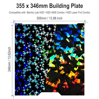 355x346mm PEF + PEY Build Plate for Bambu Lab H2D/H2S - size: 355x346mm