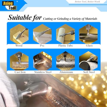 SH-5 Tungsten Carbide Burr Rotary File Flame Shape Double Cut with 1/4''Shank for Die Grinder Drill Bit - 10Pcs - style: 10pcs SH-5
