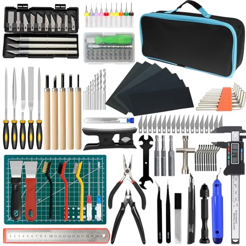 176 PCS 3D Printing Tool Kit, 3D Printing Accessories with Nozzle Cleaning Kit, Deburring Tool, Digital Caliper, Smoothing Tools, 3D Printer Tools for Model Measuring Removing Finishing 3D Print - color: 176PCS
